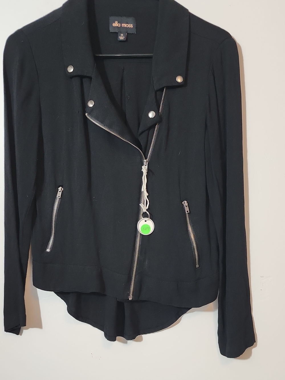 ella moss Black Zip-Front Moto Jacket